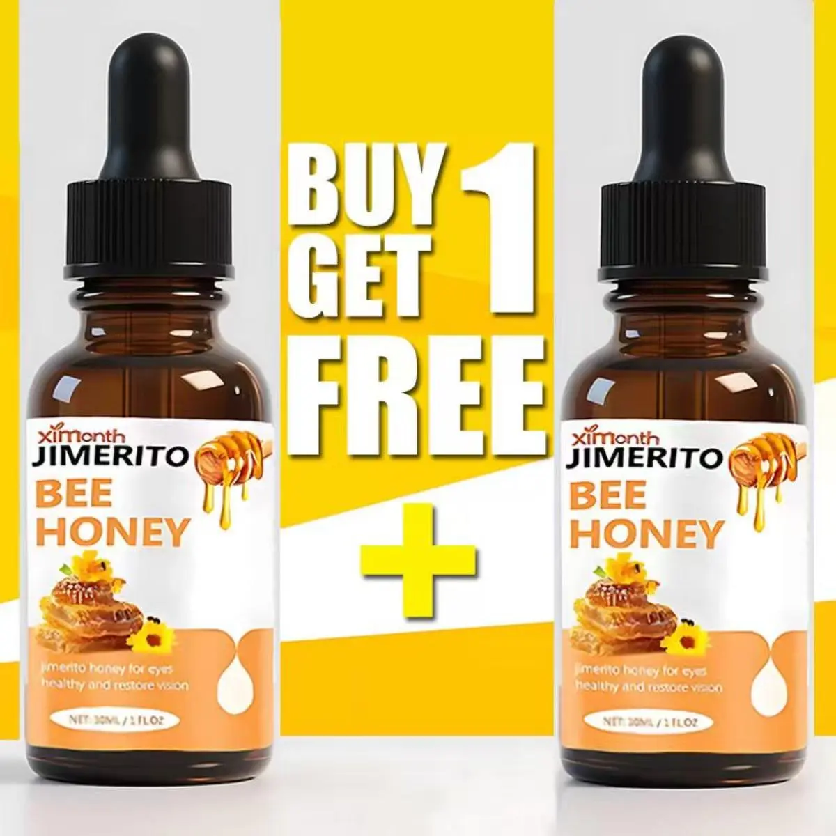 Jimerito Honey Eye Drops - Fast-Acting Cleansing & Soothing Serum for Brighter Calm Eyes in 7 Days - Daily Use Eye Brightener Eye Care Formula