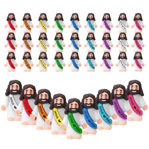 90pcs Little Jesus Figures Easter Jesus Loves You Original Design Religious Toys Little Figures to Hide and Seek Sunday School Religious Party Favors for Easter Egg Stuffers(Bright Colors)