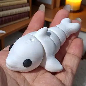Cute Dolphin Figurine with Moving Eyes, Jointed Ocean Animal Decor, 3D Printed Sea Life Ornament, Adorable Home Decoration, Decorative Figurines