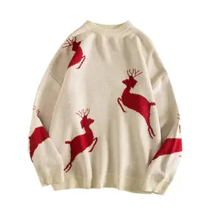 Christmas Time Is Here! Reindeer Jacquard Knit Sweater (Unisex)