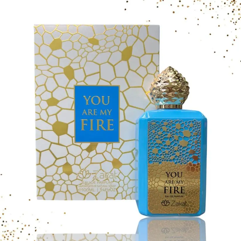 Zakat You Are My Fire EDP Perfume 3.4oz Vibrant Mango Ginger Lemon Red Berries & Musk Amber Agarwood Scent Regular Edition Aromatic Woody Fragrance Citrus Spicy Fragrance