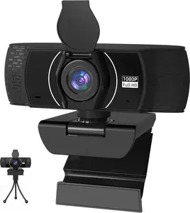 Webcam for PC 1080P with Microphone,Computer Webcam 110 Field of View Streaming Camera with Cover Tripod Auto Light Correction Webcams for Zoom,Video Call, Skype,Teams