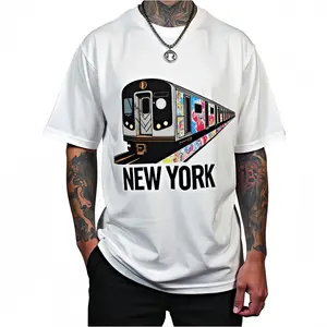 Men’s New York Subway Graffiti Graphic T-Shirt | White Oversized Crew Neck Tee, Streetwear NYC Urban All-Season Cotton Short Sleeve Top