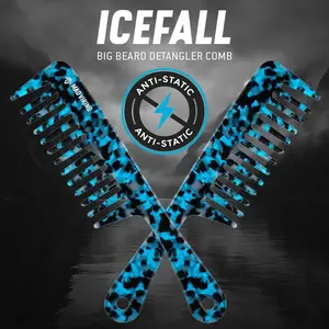 MAD VIKING BEARD CO ICEFALL BIG BEARD DETANGLER COMB Anti-Static Durable Acetate Comb for Thick Beards & Long Hair 9.5" Long 2.25" Wide