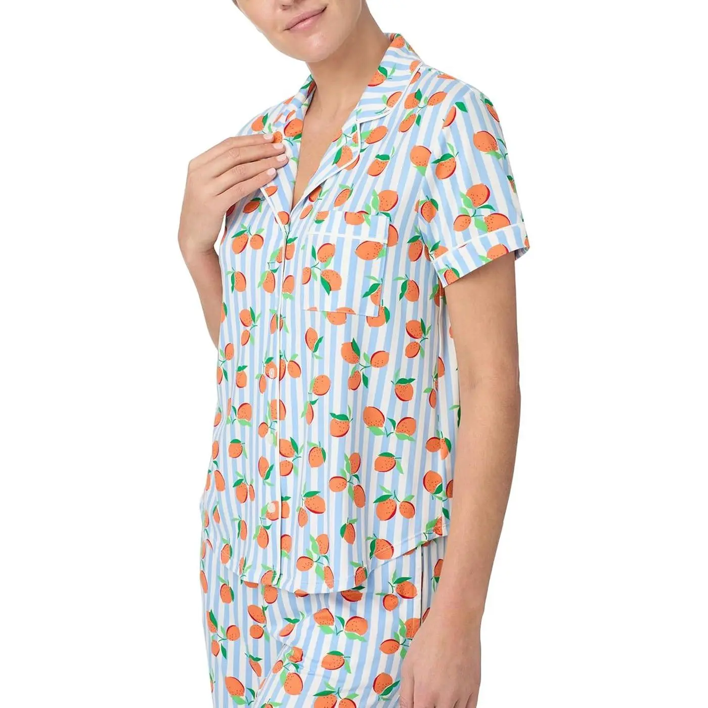 2025 Tossed Oranges Women s Cropped PJ Set - Short Pant Loungewear for Petite Ladies