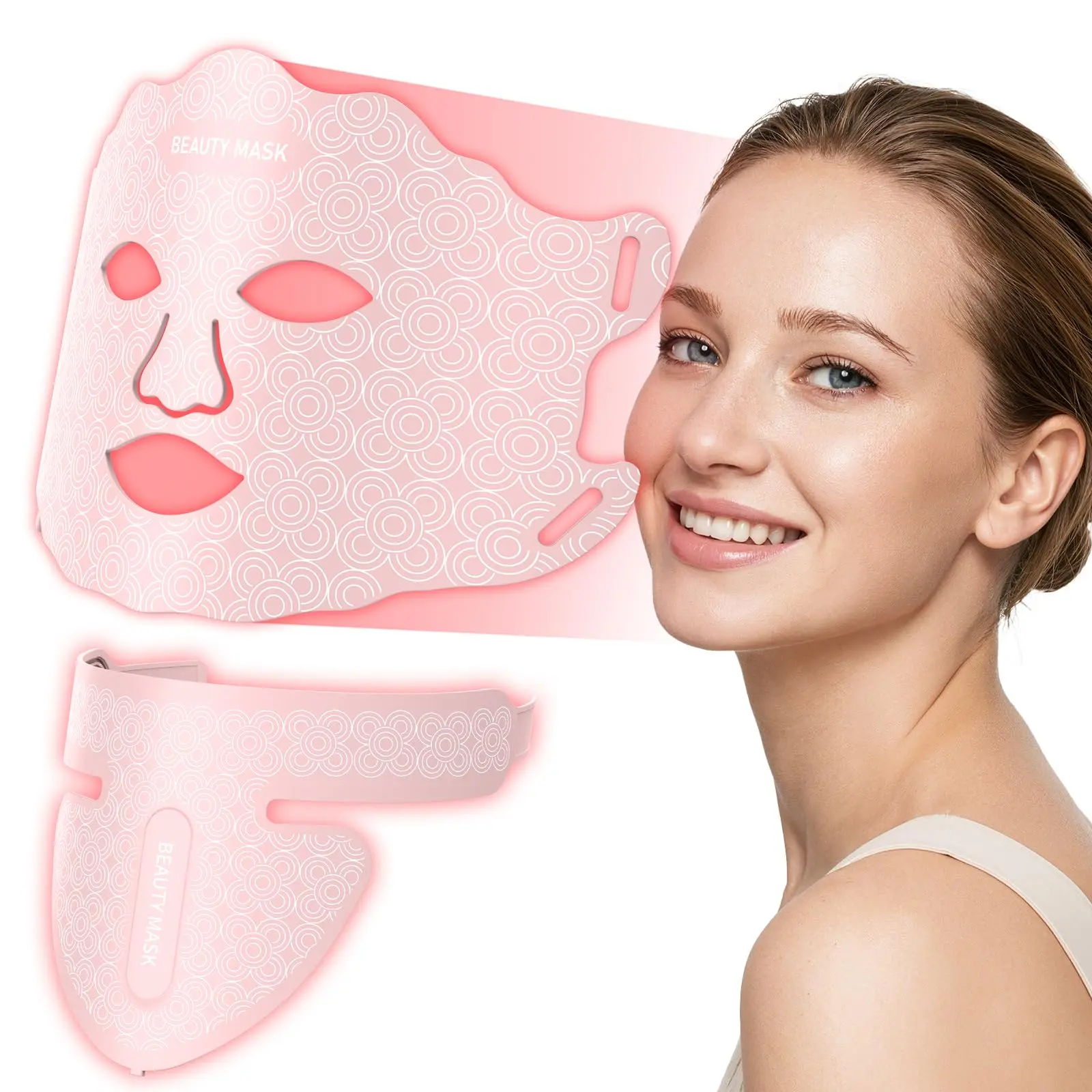 AYYHG Rechargeable Red Light Therapy Mask - 7-Color LED Facial & Neck Mask, Gentle Portable Reusable Beauty Device for Adult Women, Smooth & Glowing Skin, Ideal Holiday Gift for All Skin Types, Smooth Skin Skin Renew Collagen Face Mask