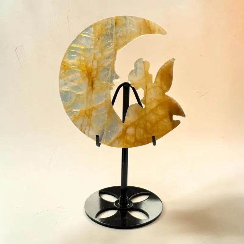 Fairy Moon Natural Crystal Carving, Home Decoration, Ornaments for Table & Office Desktop