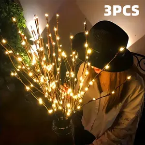 16LEDS/48LEDS Atmosphere Branch Light, Party Lighting Decoration, Battery Box Warm White Vase Decor DIY Willow Branch Light, Powered by 2*AA Batteries (Excluding Batteries/Vases), Indoor/Outdoor Valentine'S Day Atmosphere Light