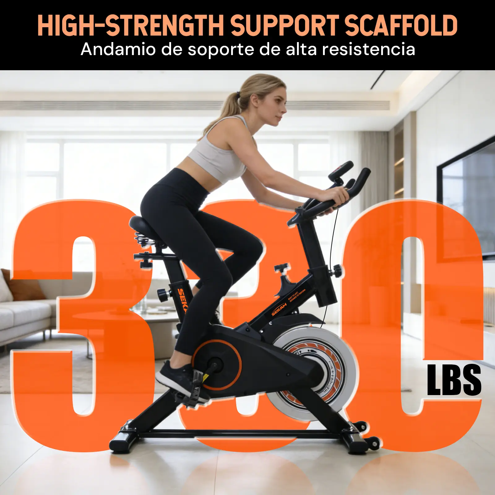 SEKAM Indoor Cycling Bike - Exercise Fitness Equipment, 330lbs Capacity, Ultra Quiet Belt Drive, Digital Display, Adjustable Seat, At-Home Workout Solution, Workout Equipment, Cardio At Home, At-Home Gym