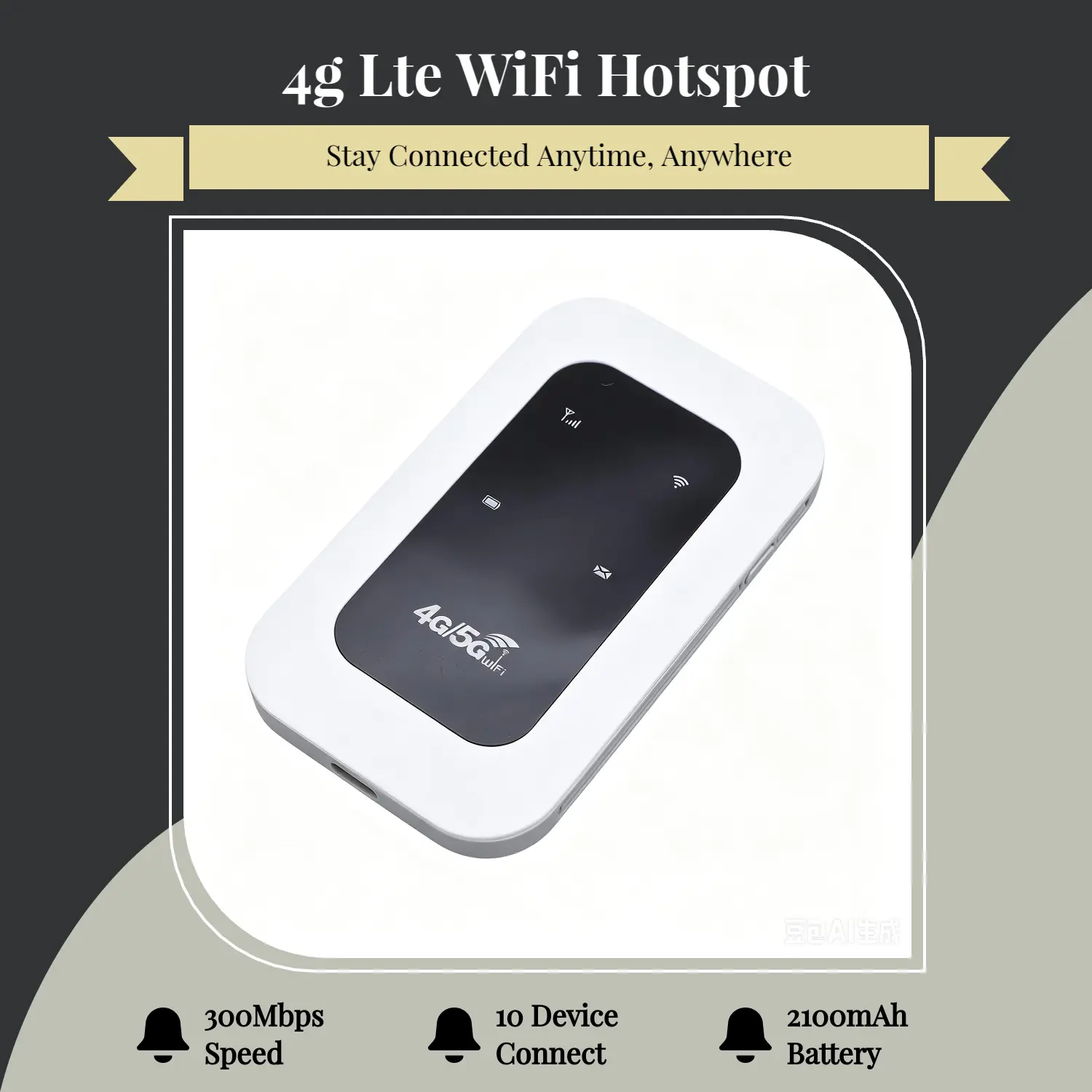 Portable 4G LTE WiFi Mobile Hotspot Router, 300Mbps High-Speed, Wide Compatibility, Long Battery Life for Campervan