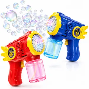 2 Pack Bubble Blasters for Kids with Colorful LED Lights, Automatic Bubble Maker Toys with Leak-Proof Bubble Bottles, Outdoor Summer Party Bubble Machine for Boys Girls