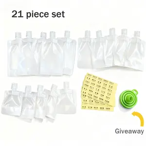 21-piece set of transparent travel portable refill bags,lotion shower gel, shampoo sample, portable small facialcleanser refill bag durable makeup