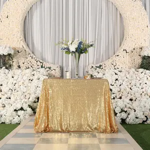 U JOY PARTY  50" x 80" Rectangular /50"Small Round Sparkly Glitter Table Cover Sequin Tablecloth Sparkly Table Cover for Parties, Halloween Birthday Christmas Thanksgiving Decorations Vintage Wedding  Bridal Shower Elegant & Durable