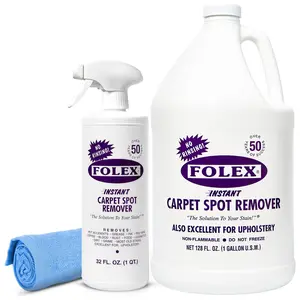 Folex 32 oz Instant Carpet Spot Remover Carpet Cleaner with Gallon Refill with Reusable Cleaning Cloth - Removes Pet Accidents, Grease, Red Wine and More
