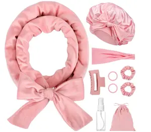 Heatless Curls Overnight for Long Hair, No Heat Hair Curlers to Sleep In Overnight Curls, 70" Soft Velvet No Heat Overnight Curlers Set for Women (Pink, 10 Pcs)