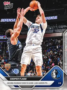 2025-26 Topps Now Cooper Flagg Rookie Card, Second Youngest Ever to Score 1,000 Pts!!! - NBA Basketball