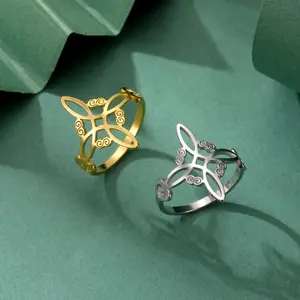 【PANG Jewelry】Witch Knot Ring Silver Hollow Pattern Index Finger Ring Multiple Sizes Available Women's Jewelry Daily Matching