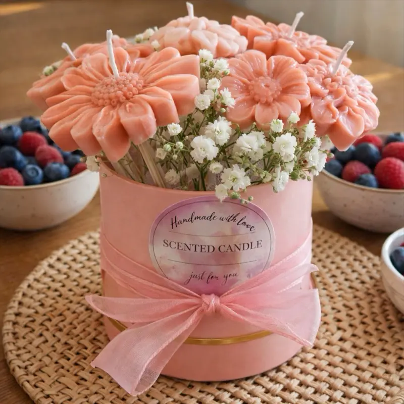 Floral Aroma Candle Bouquet Decor Ornaments Flower Decoration Handmade with Love Scented Candle Just for You
