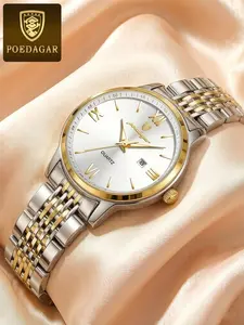 Women's Fashion Quartz Watch, Elegant Roman Numerals, Stainless Steel Case, Waterproof, Fashionable Wristwatch, Water Resistant Watch, Perfect for Daily Wear, Business, Parties, Fashionable Stylish Watch
