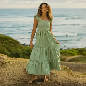 Verse Dress, Green and White Stripe