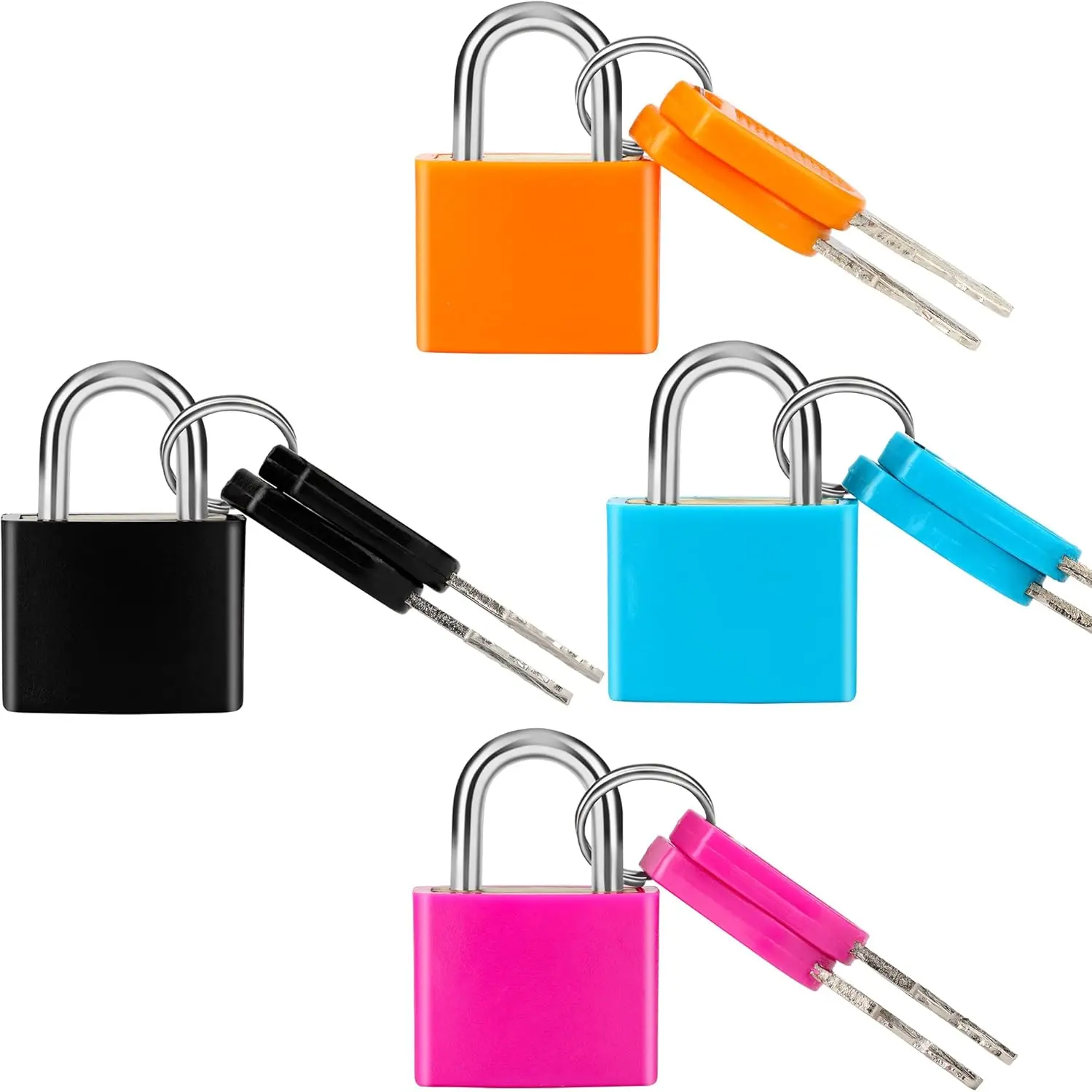 4 Pcs Suitcase Locks with Keys Multicolor Mini Keyed Padlock Metal Padlock Luggage Padlocks Plastic-Covered Copper Keyed Padlock for Suitcase, Backpack, Boxes, Laptop Bag.