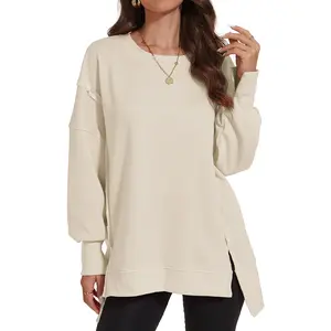 AVAMO Mock Neck Pullover Sweatshirts with Side Slit Batwing Sleeve Soft Oversized Hoodies & Sweatshirts Tops for Women Breathable, Womenswear, Basic, Fit, Minimalist, Fabric, Cotton