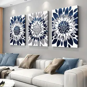 3 pieces with frame - Elegant floral and abstract themed canvas wall art framed paintings, 2D flat, suitable for Easter, Mother's Day, Maldives, St. Patrick's Day, for his/her interior luxury decoration, bedroom, living room, bathroom, home office aesthet