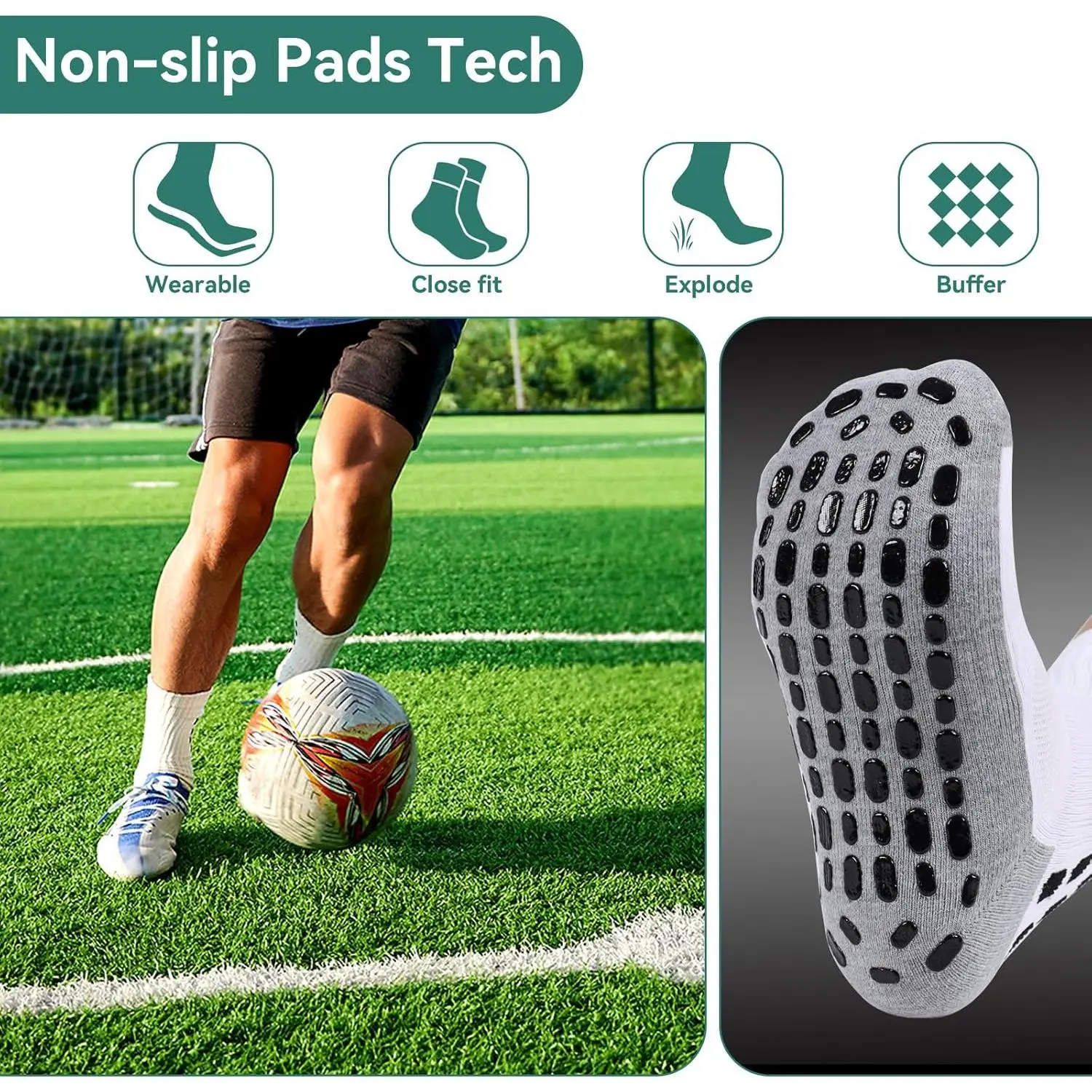 2/4/6 Pairs Men's Women's Soccer Football Baseball Socks with Grip Pads - Non Slip Athletic Sports Socks for Training Match Performance Comfortable Breathable Moisture Wicking Cushioned Ankle Socks Perfect for Running Gym Workout Outdoor Activities 2/4/6 Pairs Men's Women's Soccer Football Baseball Socks with Grip Pads - Non Slip Athletic Sports Socks for Training Match Performance Comfortable Breathable Moisture Wicking Cushioned Ankle Socks Perfect for Running Gym Workout Outdoor Activities