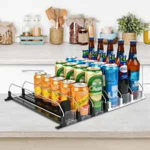 3/4/5 Set Beverage Storage Solution Multicolor Easy Glide Pusher Propeller System Double Layer Partition Secure Positioning Buckle For Fridge Ideal For Soda Cans Bottles Kitchen Desk Organization