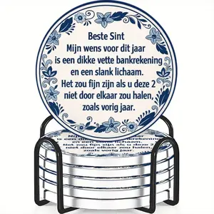 6-Piece Coaster Set, Ceramic Material Non-Slip Heat Resistant, Ideal for Coffee & Beverage Home Decor, Perfect Birthday or Holiday Gift