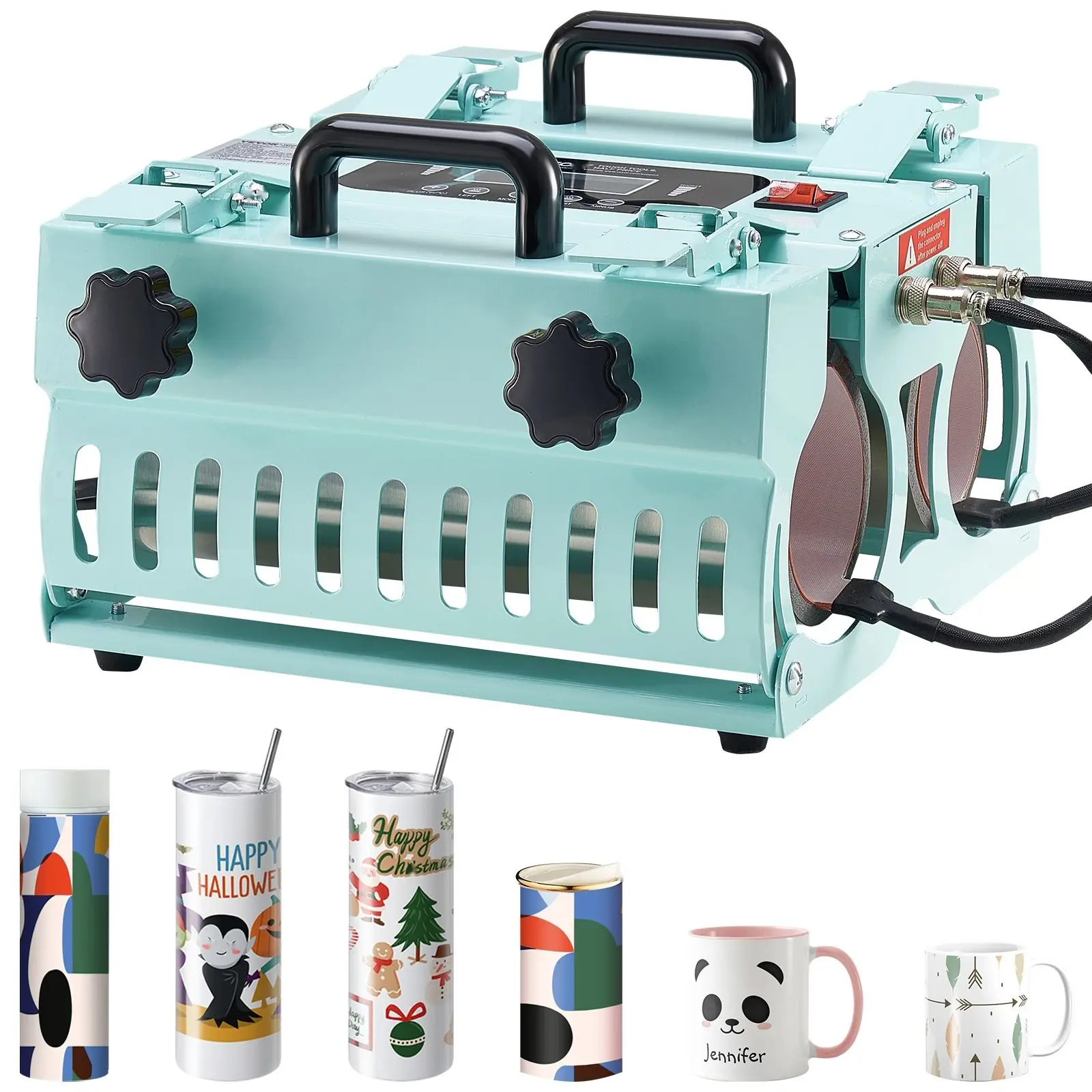 2-Station Tumbler Heat Press Machine For 11-30oz Mugs And Cups, Dual Plate Sublimation Press With Digital Temperature Control, Adjustable Time, Even Heating, Sturdy Steel Frame, Nonstick Platters, Easy-To-Use For DIY Custom Mugs