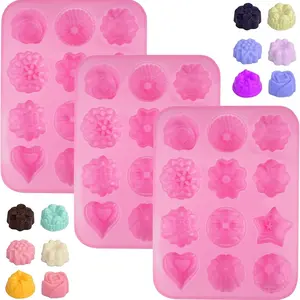 3pcs Silicone Cupcake Molds Set, Silicone Muffin Pan, Mini Baking Cups for Chocolate Jelly Pudding Cake Desserts, Durable & Reusable Kitchen Tools, Silicone Heart Shaped