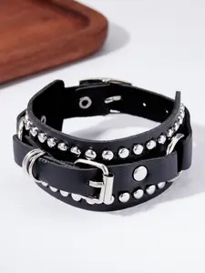 Punk Leather Adjustable Spiked Studded Bracelet, Unisex Gothic Rivet Wide Bangle, Rock Jewelry Gift, All Seasons Punk Style