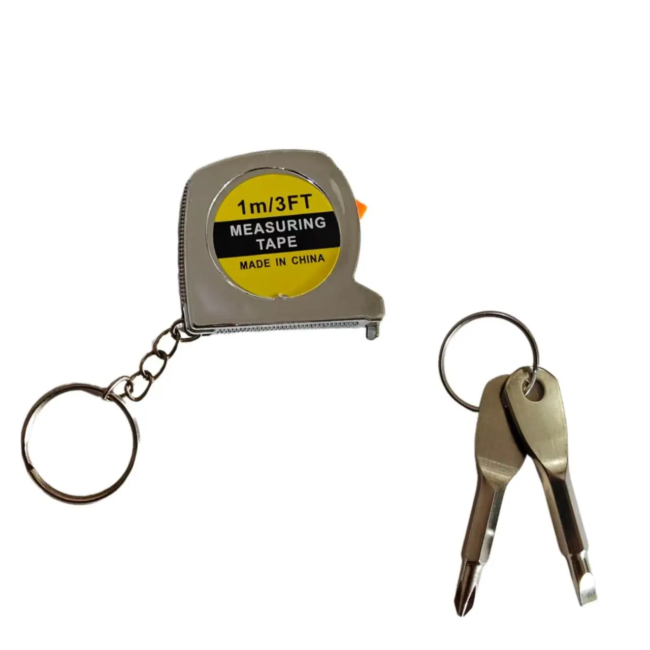Portable Compact Size Tape Measure with Keychain, 1m Steel Tape Measure with Screwdriver, Multifunctional Measuring Tool for Outdoor Camping Hiking