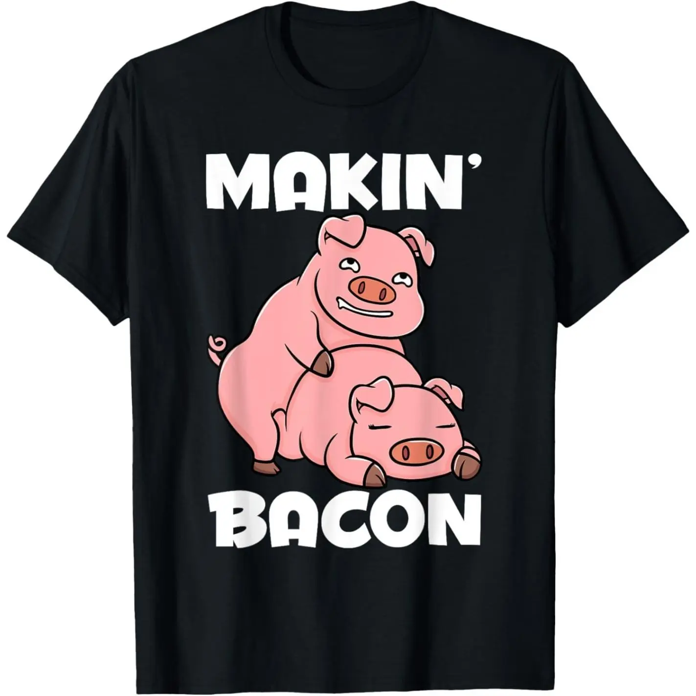 Men's Basic Cotton T-Shirt with Funny Making Bacon Graphic Print, Short Sleeve Round Neck Casual Adult Humor Top, Shortsleeve, Graphics, Menswear, Tshirt