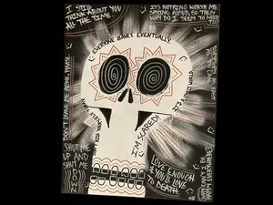 “Love to Death” A Skull Acrylic Painting for Art Lovers. Promotes Mental Health Awareness, Initiates Conversations.