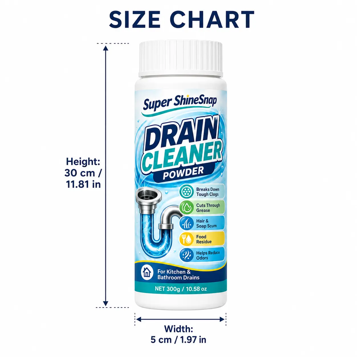 Powerful Pipe Dredging Agent for Kitchen and Toilet Pipelines, Effective Drain Cleaner, Drain Unclogger, Easy to Use, Ideal for Home Maintenance, Cleaning, Strong Drain Cleaner, Home Cleaning Products