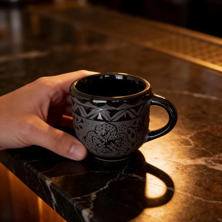 Black Ceramic Espresso Cup - Handmade Stoneware Coffee Cup, Ideal for Coffee, Perfect Birthday Gift for Kitchenware Enthusiasts, Stoneware Coffee Cups