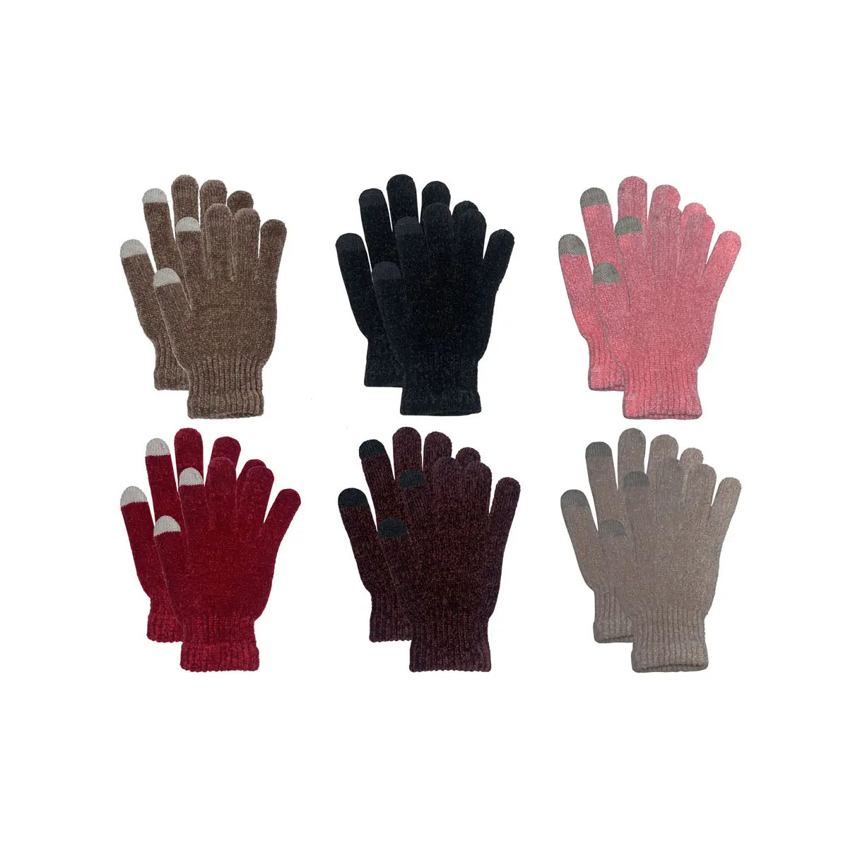 Multi-Pack Assorted Chenille Winter-Winter-Winter Colored Gloves With Touchscreen Tips Multi-Pack Assorted Chenille Winter-Winter-Winter Colored Gloves With Touchscreen Tips