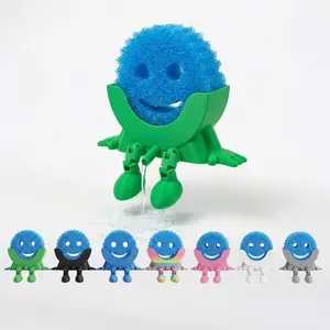 Funny 3D Printed Sponge Holder for Kitchen Sink, Hanging Sponge Organizer with Drainage & Strong Adhesive, Cute Countertop Sponge Rack, Keeps Sponge Dry, Fits Scrub Daddy