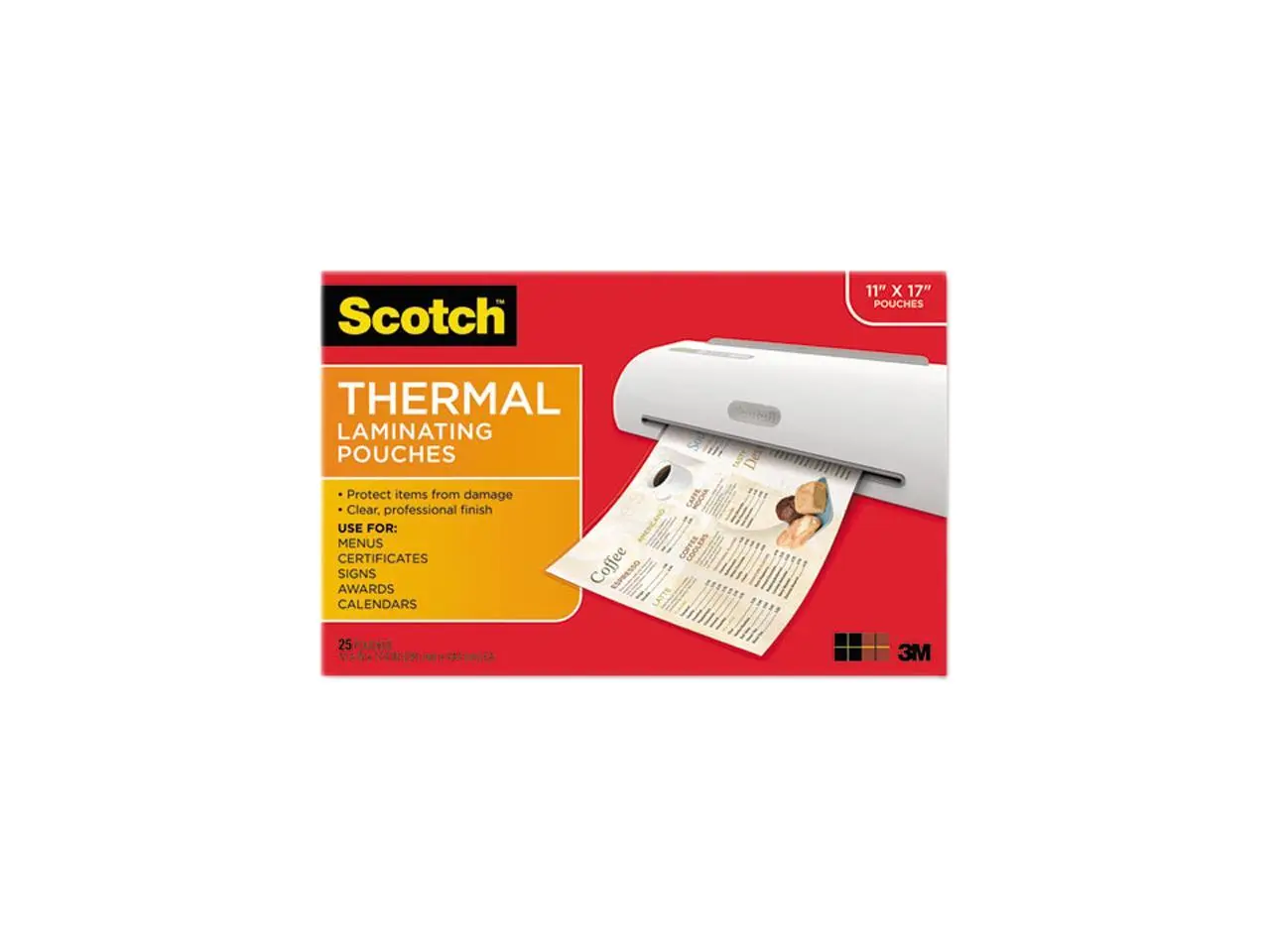 Scotch Thermal Laminator Menu Size Pouches - 12 PK/CT
