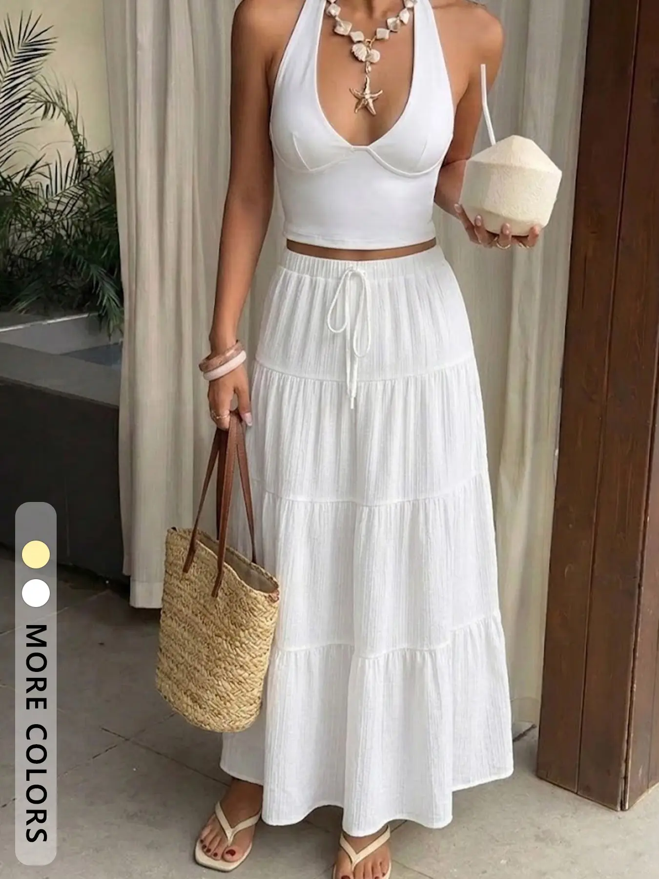 Women's High Waist Belted Ruffle Hem Long Skirt Bottom, Commuter Versatile Beach Light Plain A-Line Dress, Multi-Color Options, Elegant Chic, Basic Drape, Ruffled Hem Skirt, A Line Skirts