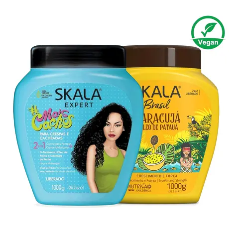 2x SKALA Mais Cachos + Passion Fruit for Curly Hair Super Curly Treatment Cream growth, strength repair glow volume Hydrate Haircare Conditioner Oil Shampoo Olive