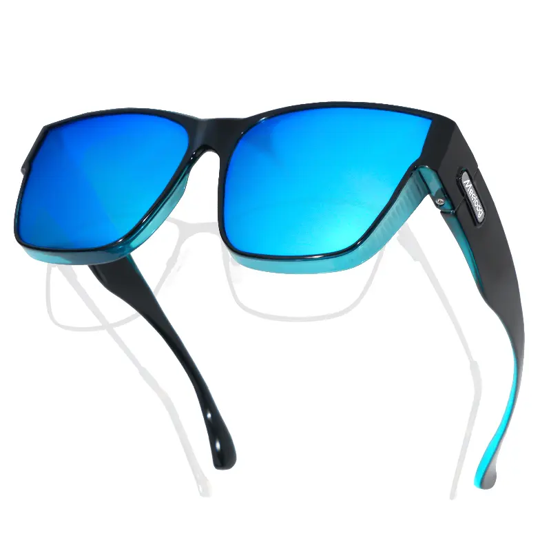 Meeloog Polarized Fit Over Glasses Sunglasses for Men & Women, Classic Rectangle Fitover Shades with UV400 for Driving, Fishing & Outdoors – ST0091