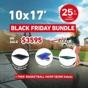 "10' x 17' Rectangle Pro-Line In-Ground Trampoline with LED Lights and Protective Cover"