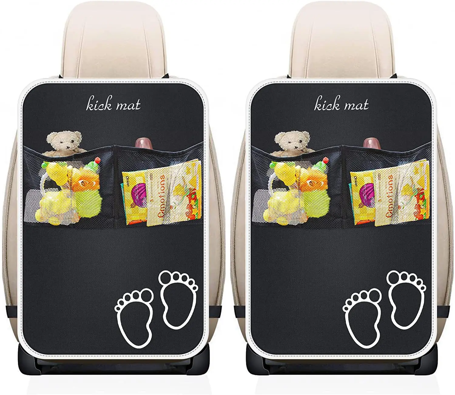 Back Seat Cover For Kids + Pocket Storage Organizer, X-Large Waterproof Kick Mats Backseat Protector, Car Seat Back Protectors For Vehicles To Protect From Dirt, Mud & Scratches