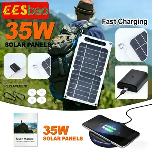 2026 New 35w Sunpower Solar Panel, High Efficiency Solar, 5v USB Portable Charger, Mobile Power Bank, Outdoor Camping RV Home Emergency Backup Power, Portable Solar Panels