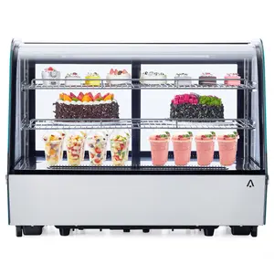 Garvee Commercial Refrigerators 160L/4.6 Cu.Ft Glass Door Display Case, Double-Pane, LED Lighting, Adjustable Shelves, Energy Efficient Countertop Cooler for Cakes, Beverages, Pastries, Bakery, Cafe, Restau