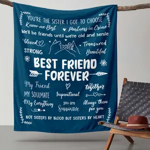 Best Friend Forever Throw Blanket 50x60 280GSM Flannel Fleece Soft Cozy Warm Comfortable All Season for Couch Sofa Bed Car Office Couch Travel Camping Room Decor Gift for Bestie Soul Sister Girlfriend Halloween Christmas