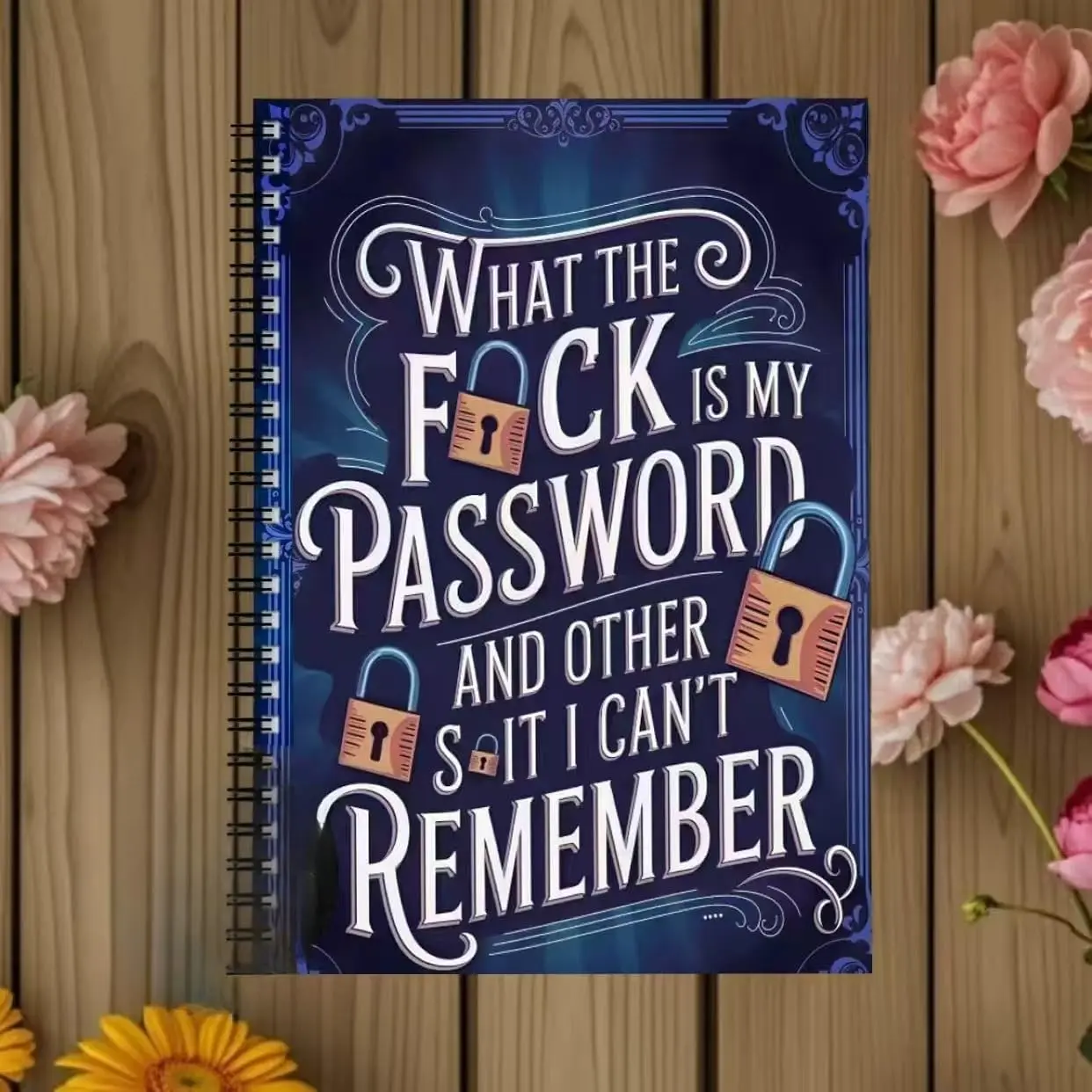 What the fuck is My Password and other Shit I can't Remember, Spiral Bound Password Keeper Notebook, Password Logbook for Website, E-mail, Username, Password, Date of Last Password mochi things planner money savings book Manila Accordion File Organizer